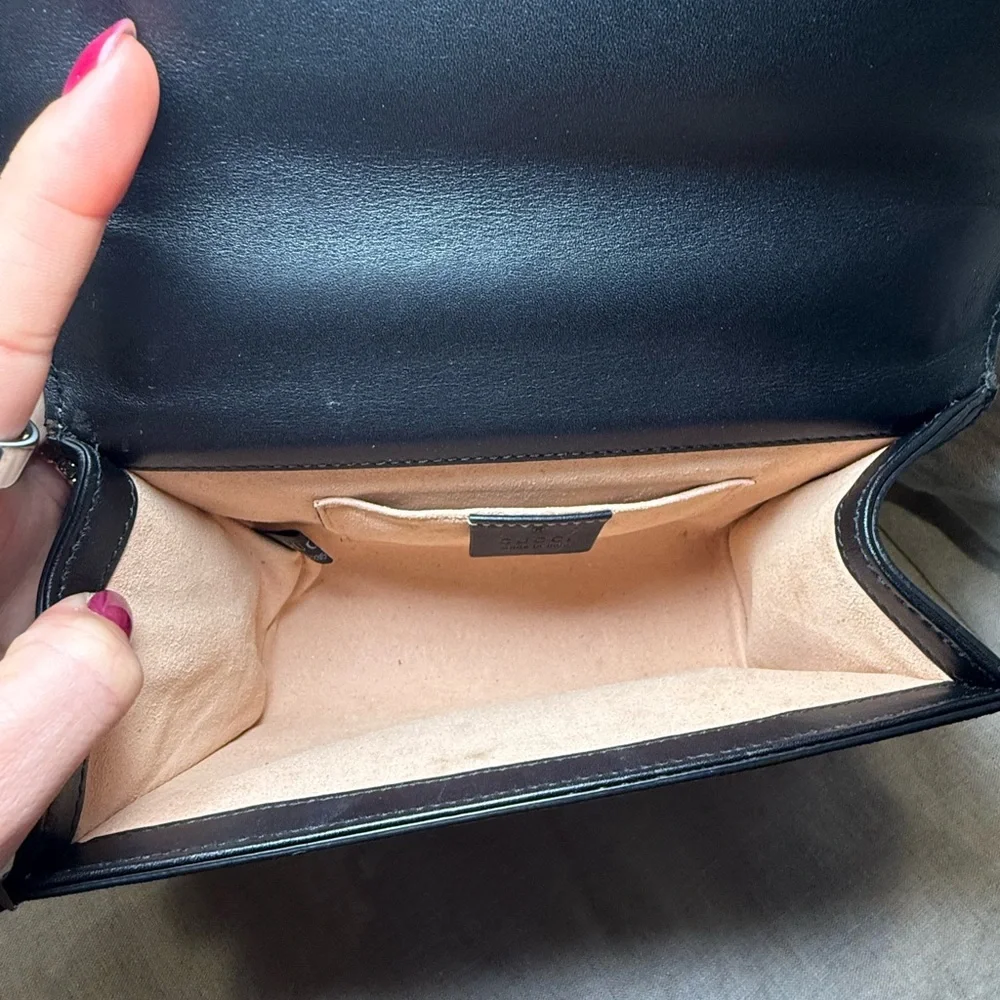Gucci Padlock GG Supreme Bee Shoulder Bag Gold Chain Small Crossbody Rare - Picture 9 of 16